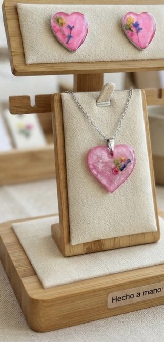 Conjunto Corazón Flores Artesanal
