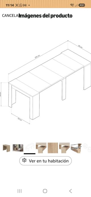 Mesa extensible comedor madera