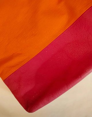 Neceser/Cartera Piel Fucsia-Naranja