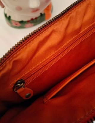 Neceser/Cartera Piel Fucsia-Naranja