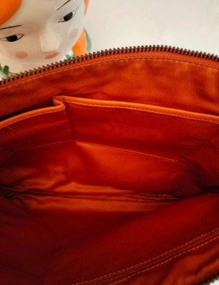 Neceser/Cartera Piel Fucsia-Naranja