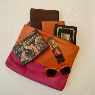 Neceser/Cartera Piel Fucsia-Naranja