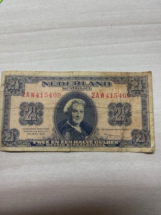 Billete antiguo Países Bajos 2.5 Gulden
