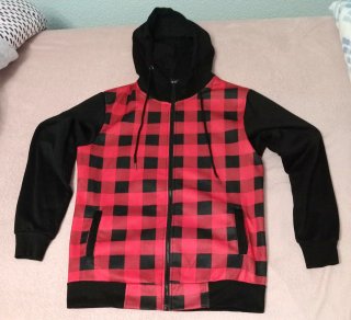 Sudadera cuadros rojos y negros, M, hombre