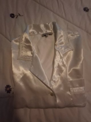 Camisón satén blanco y marfil talla mediana
