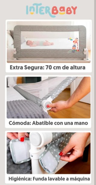 INTERBABY 150 x 70 cm Barrera de cama Abatible