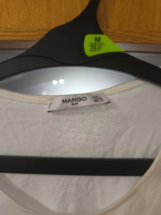 Camiseta Mango Blanca Talla L Volantes