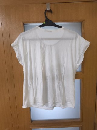 Camiseta Mango Blanca Talla L Volantes