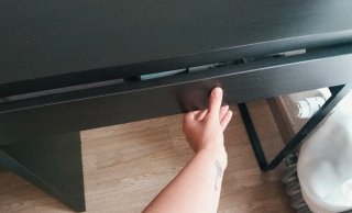 Mesa escritorio madera y metal negra