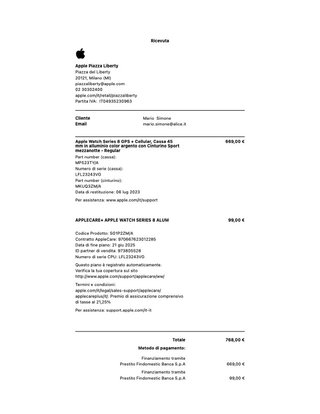 Apple Watch Serie 8 Alluminio Grigio/Argento