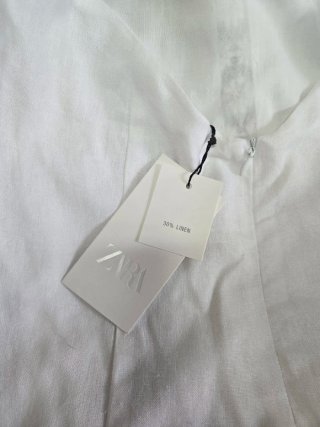 Vestido blanco con encaje lino viscosa Zara
