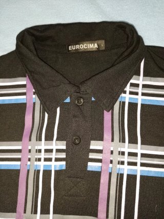 Polo cuadros, hombre, ajustado, L