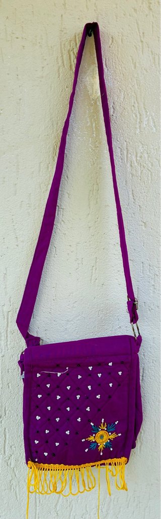 Borsa Tracolla Etnica Viola Ricamata