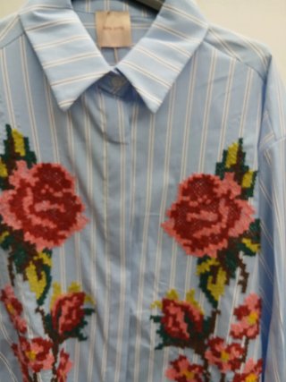 Camicia Zeta Otto Oversize a Righe con Fiori