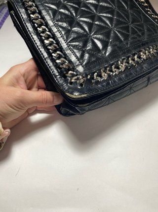Bolso Piel Zara Negro Acolchado Cadena