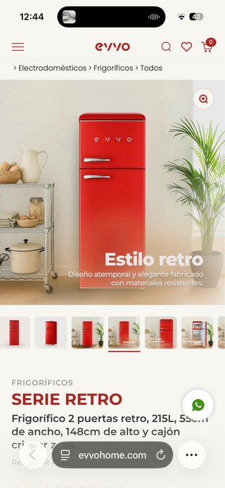 Frigorífico Retro Rojo Evvo 2 Puertas