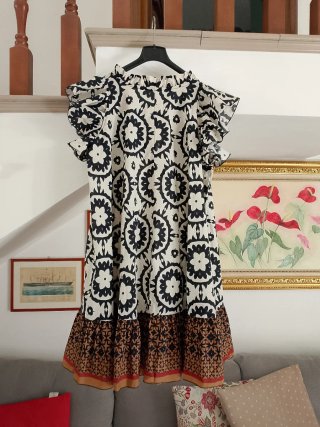 Vestito in cotone leggero donna bianco e nero
