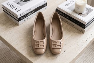 Bailarinas Piccola Piu Beige Charol Hebilla Talla