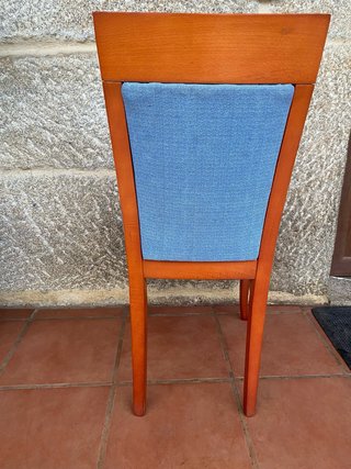 Lote 6 Sillas Madera Tapizadas Azul