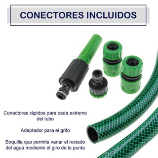 Manguera Jardín 15m Verde + Accesorios