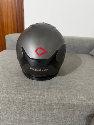 Casco de moto HEBO gris con visera azul talla XL