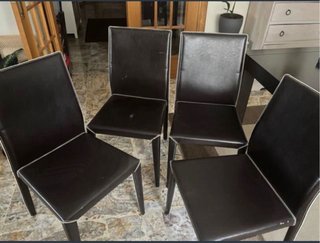 Juego de 4 sillas de comedor de cuero