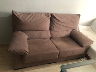 Sofá de 2 plazas tela gris-marrón