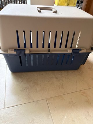 Transportín para gatos beige y azul