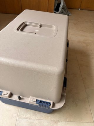 Transportín para gatos beige y azul
