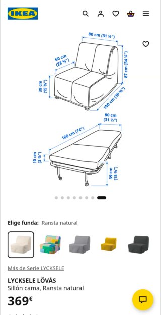 Sillón cama IKEA LYCKSELE LÖVÅS blanco