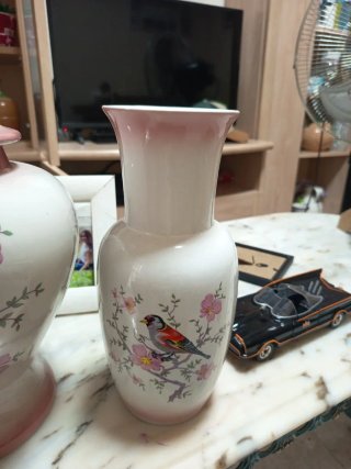 Conjunto Jarrones y Tibor Decorativo Pájaros