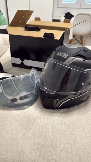 Casco Moto Infantil IXS Talla S Negro/Gris