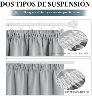 Cortina Opaca Térmica Gris claro 245x300 RIEL