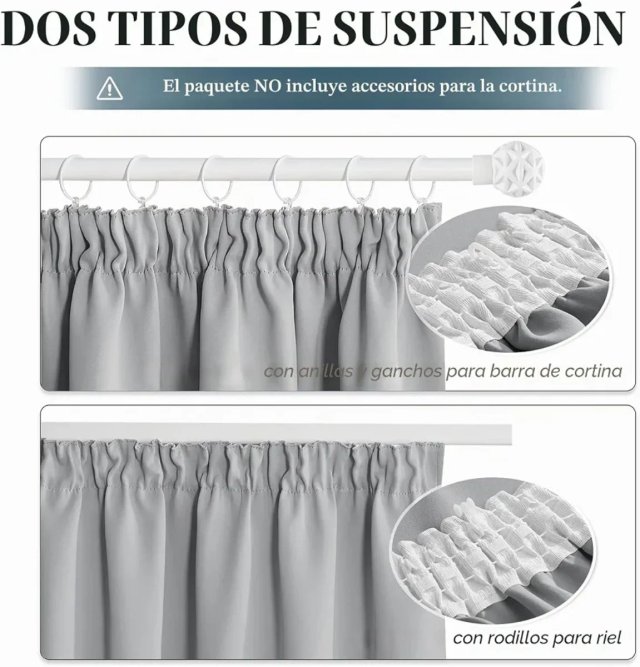 Cortina Opaca Térmica Gris claro 245x300 RIEL