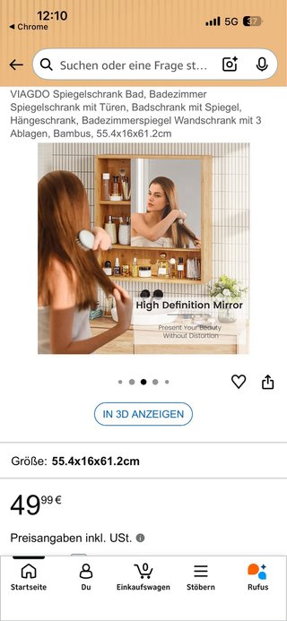 Armario Baño VIAGDO Bambú Espejo Nuevo