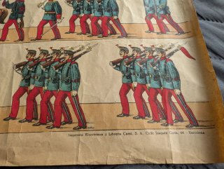 Lote 2 Láminas Antiguas Soldados Ejército Español