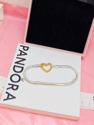 Pulsera Pandora Corazón Dorado y Plateado