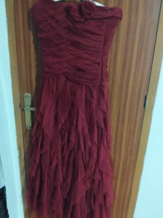 Vestido fiesta rojo vino