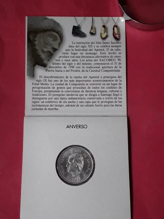 2000 PESETAS PLATA 1999 XACOBEO CARTERA FNMT.NUEVA