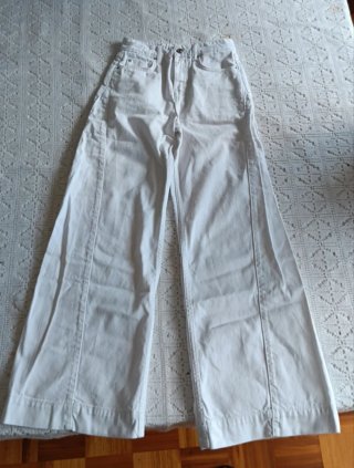 Pantalones campana blancos mujer