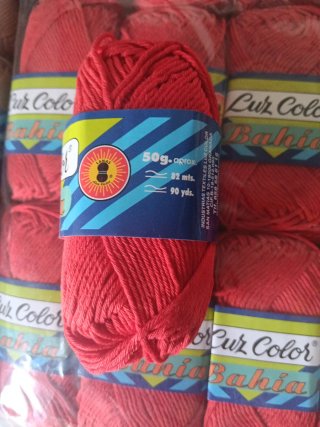 Lote 20 ovillos algodón rojo Luz Color