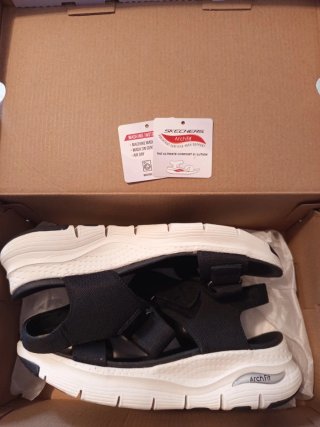 Sandalias Skechers Mujer Negro/Blanco