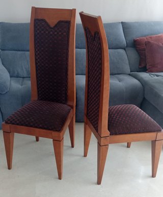 2 Sillas Roble Macizo Tapizado Original Años 90