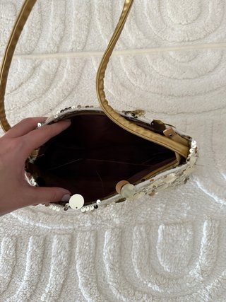 Bolso de mano lentejuelas dorado y plateado