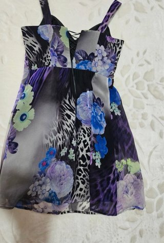 Abito corto chiffon floreale animalier