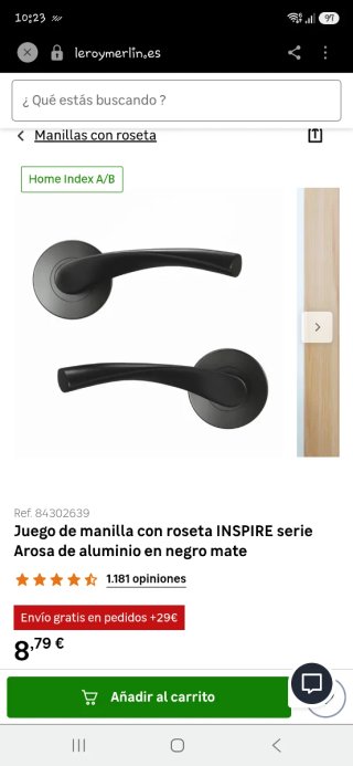 3 set de Manillas de puerta negras (2 piezas cada