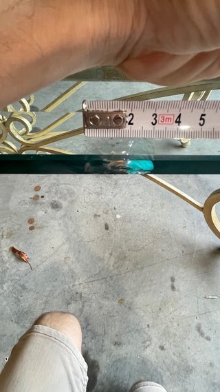 Mesa forja. Encimera cristal biselado 1cm
