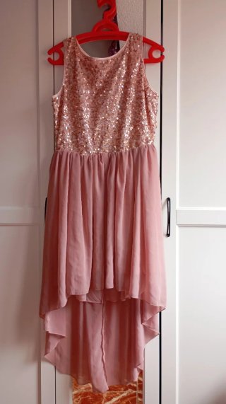 Vestido fiesta lentejuelas oro rosa