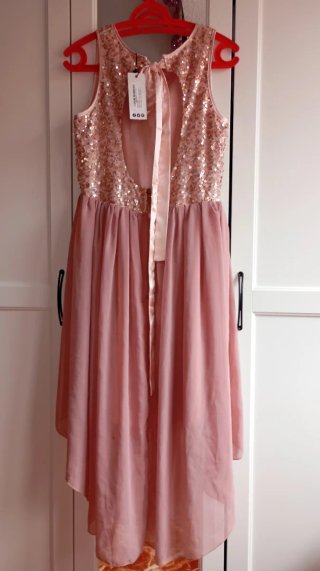 Vestido fiesta lentejuelas oro rosa