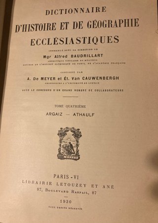 DICTIONNARE D'HISTOIRE E GEOGRAPHIE ECLESIASTIQUE